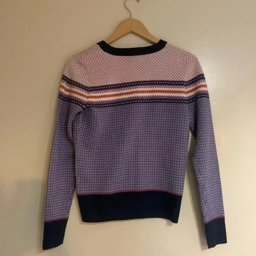 G.H.Bass Pink Blue Patterend Cardigan Sweater Button Down Preppy Fair ilse XS - Picture 3 of 4